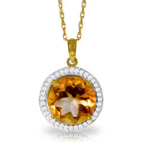 14K. SOLID GOLD NATURAL DIAMONDS & CITRINE NECKLACE (Yellow Gold)